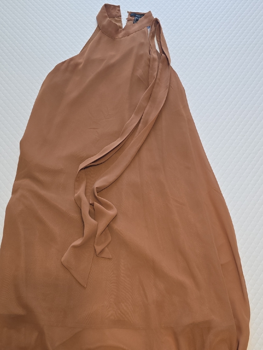 Forever 21 Rust Brown High-Neck Maxi Dress with Neck Tie